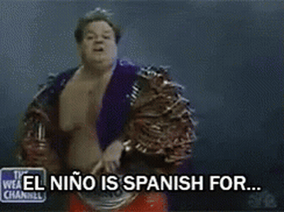 Shirtless Man Making Devil Horns Says El Niño Is Spanish For GIF
