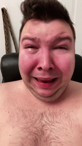 Shirtless Man Making Funny Face Eyes Closed GIF