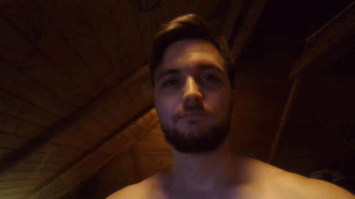 Shirtless Man Making Funny Face Hand Up GIF