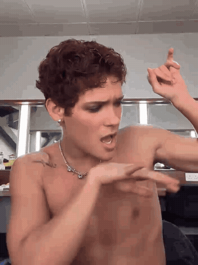 Shirtless Man Making Funny Face GIF