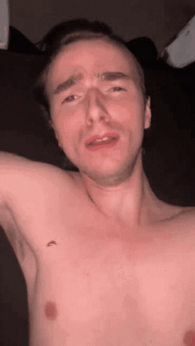 Shirtless Man Making Funny Face With Eyes Closed GIF