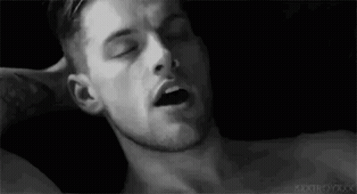 Shirtless Man Mouth Open Eyes Closed Black And White GIF