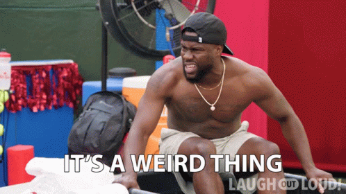 Shirtless Man On Bench It's A Weird Thing Laugh Out Loud GIF