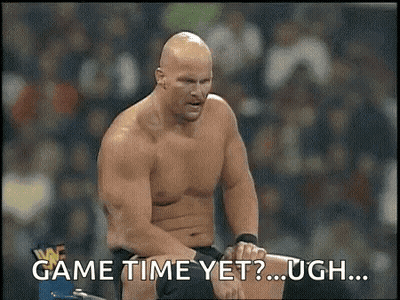 Shirtless Man On Bench Saying Game Time Yet GIF