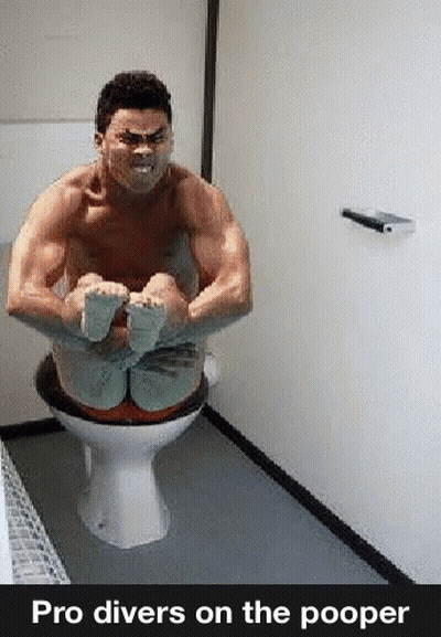 Shirtless Man On Toilet Pro Divers On The Pooper GIF