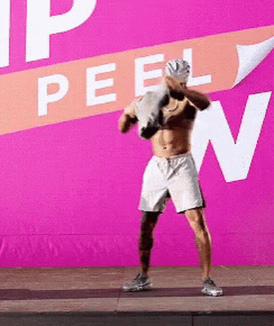 Shirtless Man Peel Sign GIF