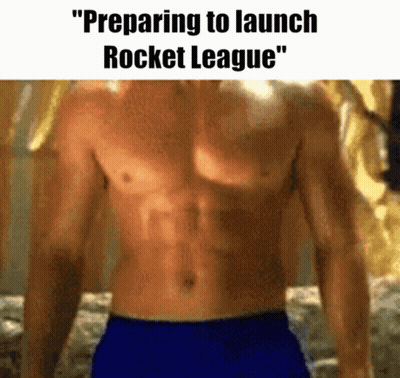 Shirtless Man Preparing To Launch Rocket League GIF