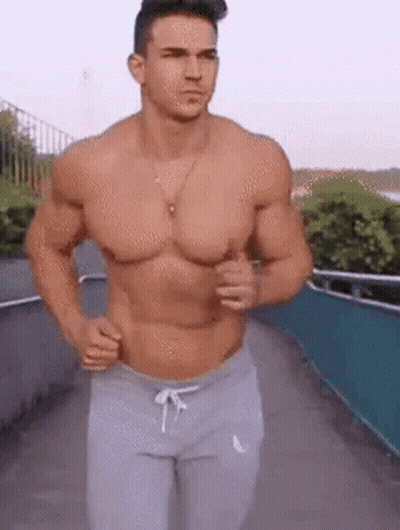 Shirtless Man Running GIF
