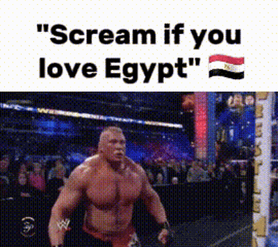 Shirtless Man Running Screaming If You Love Egypt In Boxing Ring GIF