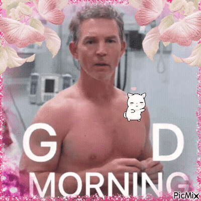 Shirtless Man Saying Good Morning GIF