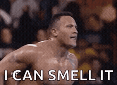 Shirtless Man Saying I Can Smell It To Crowd GIF