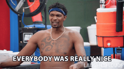 Shirtless Man Says Everybody Was Really Nice In Front Of Coolers GIF