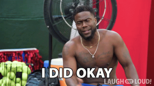 Shirtless Man Says I Did Okay While Sitting In Front Of Fan GIF