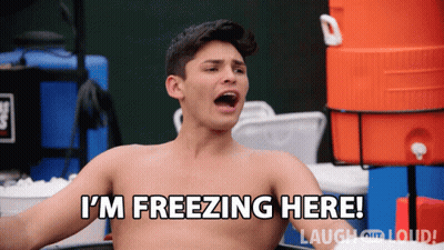 Shirtless Man Says I'm Freezing Here Laugh Out Loud GIF