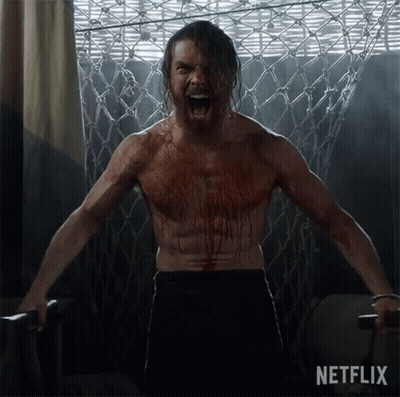Shirtless Man Screaming In Shower Netflix Logo GIF