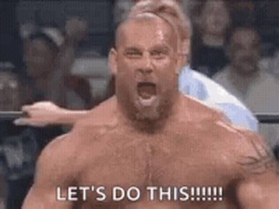 Shirtless Man Screaming Let's Do This In Wrestling Ring GIF