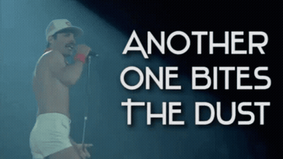 Shirtless Man Singing Another One Bites The Dust GIF