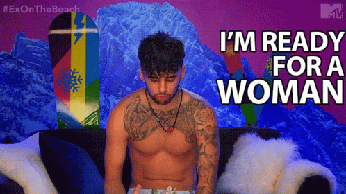 Shirtless Man Sitting On Couch GIF