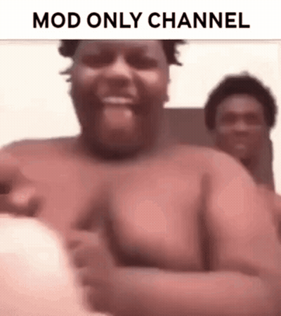 Shirtless Man Sitting On Couch With Arms Crossed Saying Mod Only Channel GIF