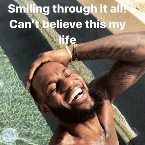 Shirtless Man Smiling In Pool Smiling Through It All GIF