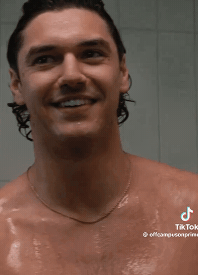 Shirtless Man Smiling In Shower GIF