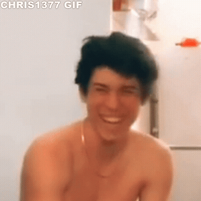Shirtless Man Smiling Making Funny Face GIF