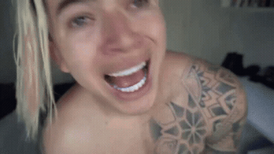 Shirtless Man Smiling With Tattoo GIF