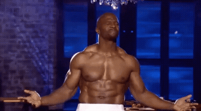 Shirtless Man Standing Arms Outstretched GIF