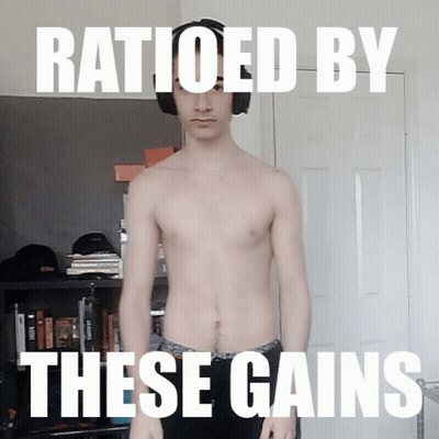 Shirtless Man Standing In Front Of Door Ratioed By These Gains GIF