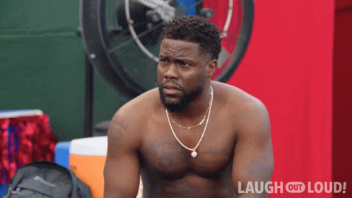 Shirtless Man Standing In Front Of Laugh Out Loud Logo GIF