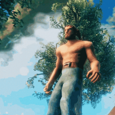 Shirtless Man Standing In Front Of Tree In Video Game GIF