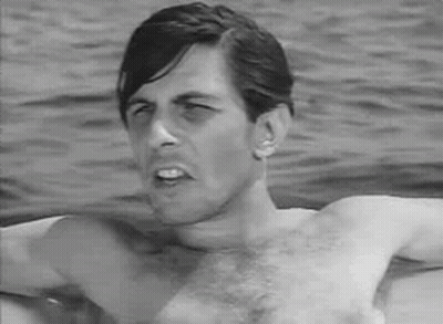 Shirtless Man Swimming And Looking GIF