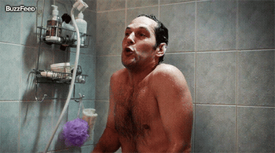 Shirtless Man Taking Shower GIF