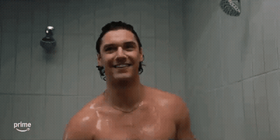 Shirtless Man Taking Shower Prime GIF