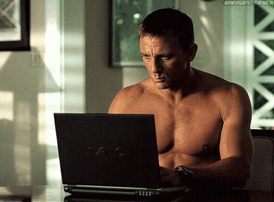 Shirtless Man Typing On Vaio Laptop GIF