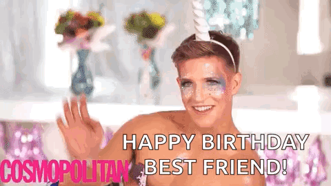 Shirtless Man Waving With Unicorn Headband GIF