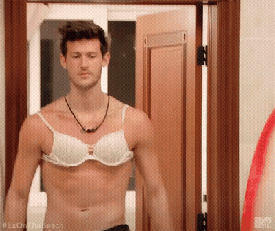 Shirtless Man Wearing Bra GIF