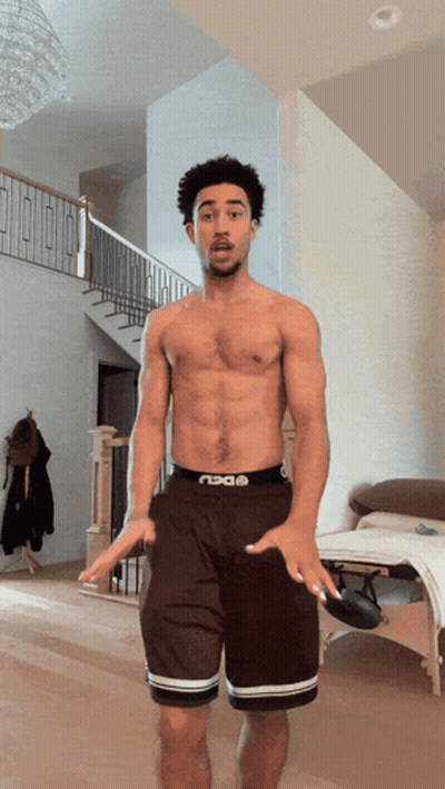 Shirtless Man Wearing Shorts Saying NSDA GIF