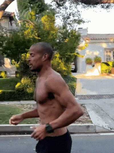 Shirtless Man Wearing Watch Running GIF