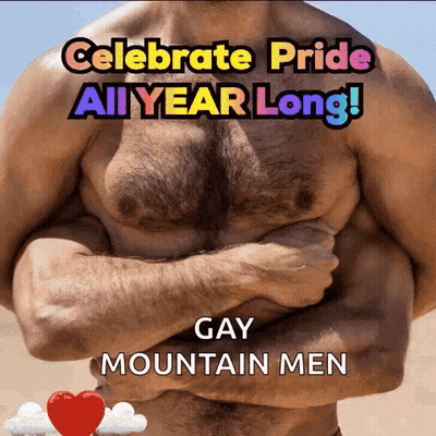 Shirtless Man With Arms Crossed Says Celebrate Pride All Year Long GIF