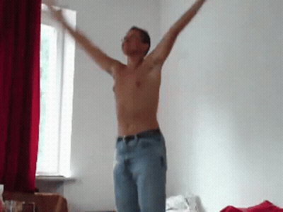 Shirtless Man With Arms Outstretched GIF