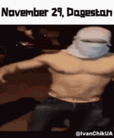 Shirtless Man With Bandana Dancing November 29 Dagestan GIF