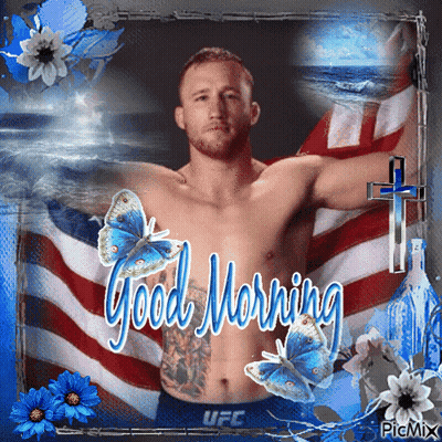 Shirtless Man With Butterflies Good Morning GIF