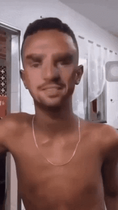 Shirtless Man With Chain Funny Face GIF