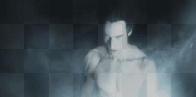 Shirtless Man With Chest Smoke In Dark Room GIF