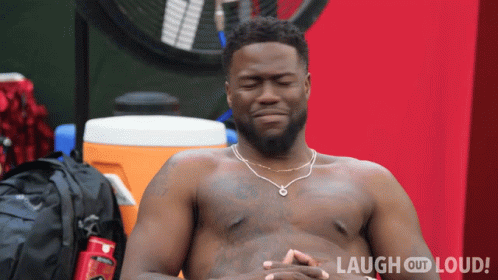 Shirtless Man With Eyes Closed In Front Of Red Background Laugh Out Loud GIF