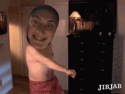 Shirtless Man With Face on Chest Dancing JibJab