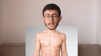 Shirtless Man With Glasses And Beard Singing GIF