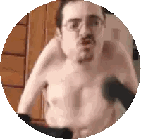 Shirtless Man With Glasses And Mustache In Circle Sticker