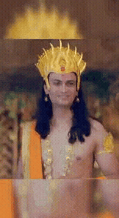 Shirtless Man With Gold Crown And Necklace GIF